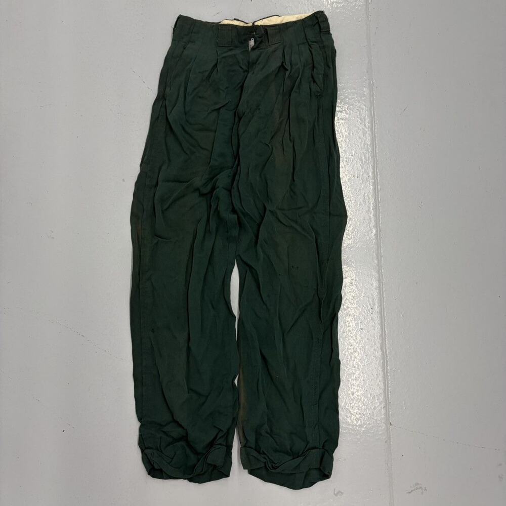 Vintage 50s Green Distressed Rayon Trousers 27x28